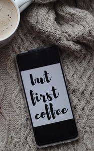 Preview wallpaper phone, coffee, text, inscription