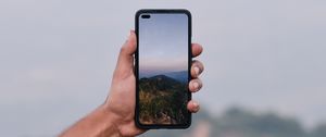 Preview wallpaper phone, hand, photo, mountains