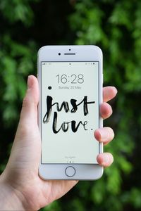 Preview wallpaper phone, hand, text, phrase, love