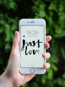 Preview wallpaper phone, hand, text, phrase, love