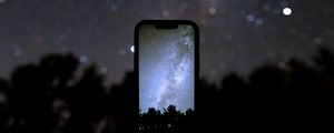 Preview wallpaper phone, iphone, screen, milky way, trees, night