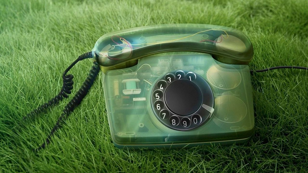 Wallpaper phone, old, grass, numbers, handset