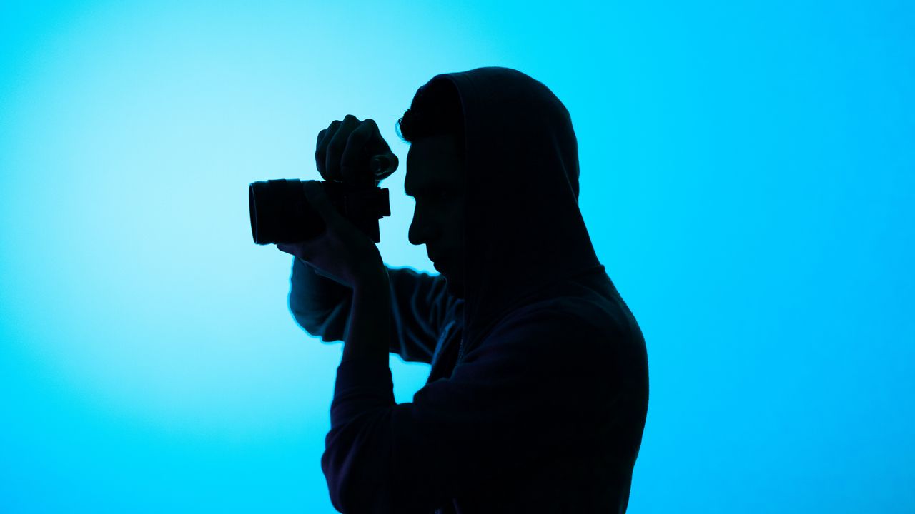 Wallpaper photographer, hood, camera, dark, shooting, blue