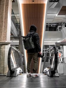 Preview wallpaper photographer, hood, escalator