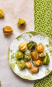 Preview wallpaper physalis, berries, fruits, plate