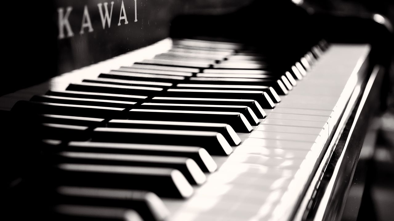 Wallpaper piano, bw, keys, musical instrument
