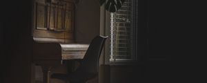 Preview wallpaper piano, chair, room, dark