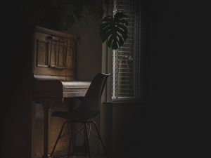 Preview wallpaper piano, chair, room, dark