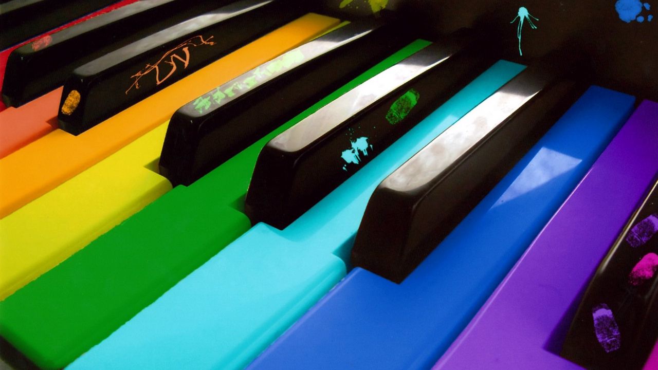 Wallpaper piano, colored, keys