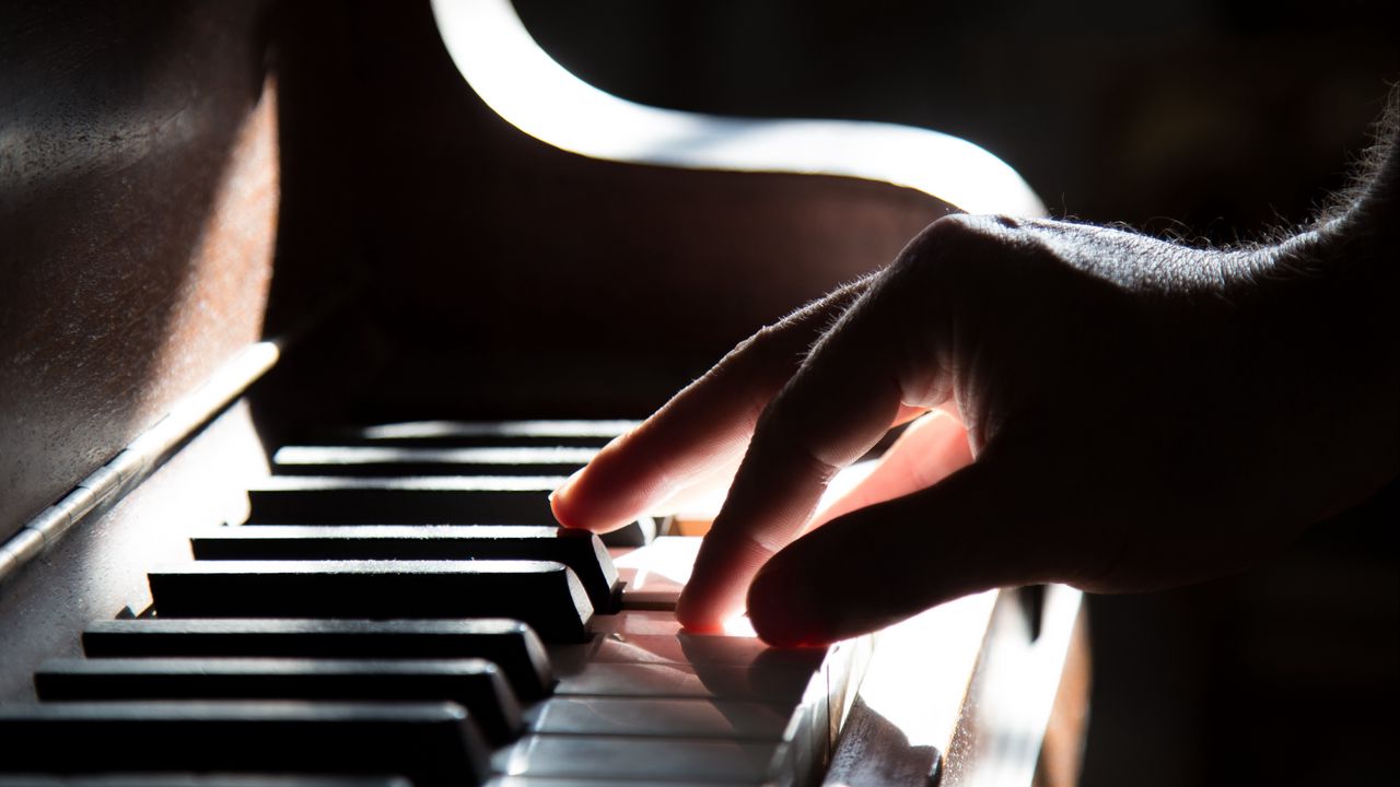 Wallpaper piano, hand, piano keys, shadow