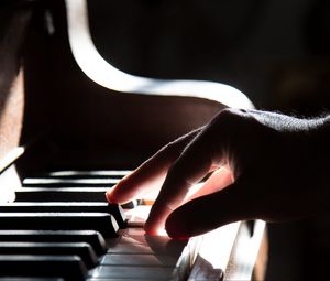 Preview wallpaper piano, hand, piano keys, shadow