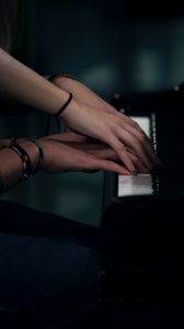 Preview wallpaper piano, hands, couple, tenderness, touch, musical instrument