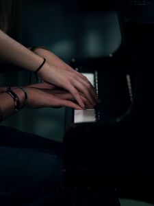 Preview wallpaper piano, hands, couple, tenderness, touch, musical instrument