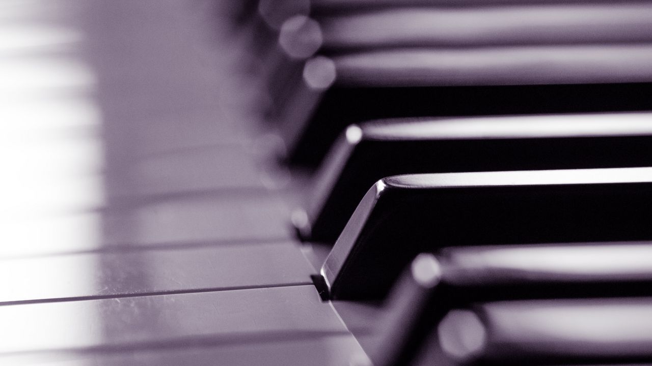 Wallpaper piano, keys, black and white, music