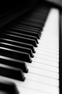 Preview wallpaper piano, keys, black and white, music, blur