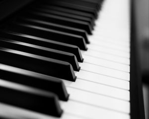 Preview wallpaper piano, keys, black and white, music, blur