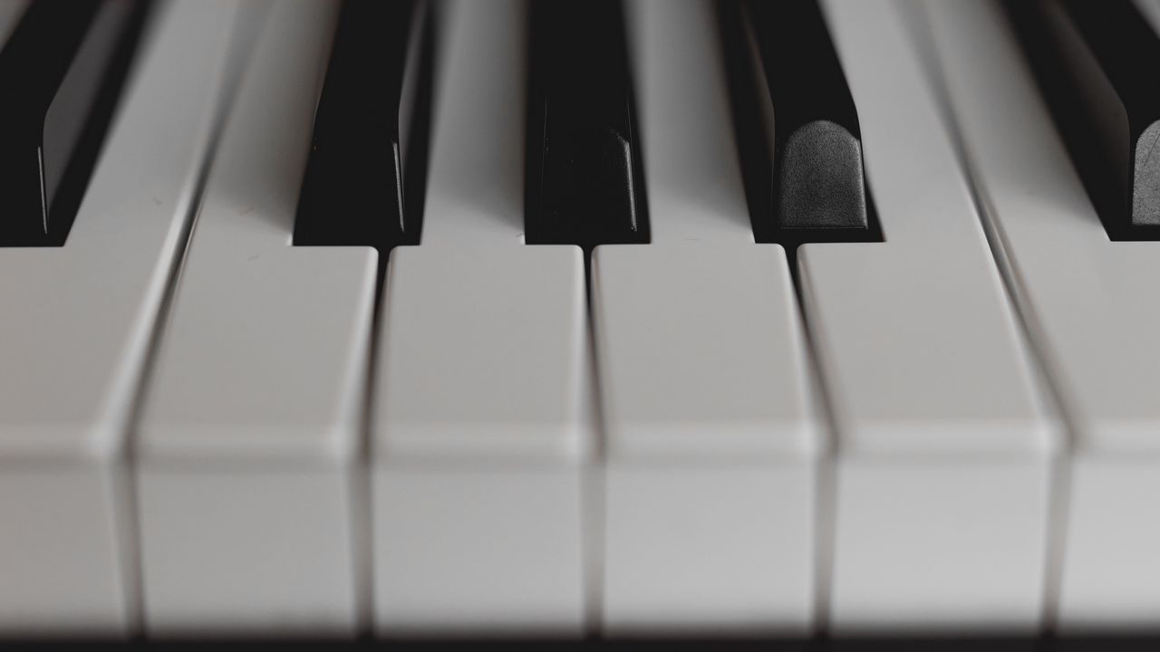 Wallpaper piano, keys, bw, musical instrument, music