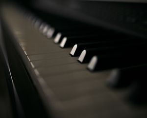 Preview wallpaper piano, keys, bw, music, musical instrument, macro