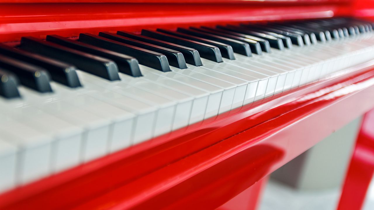 Wallpaper piano, keys, macro, red