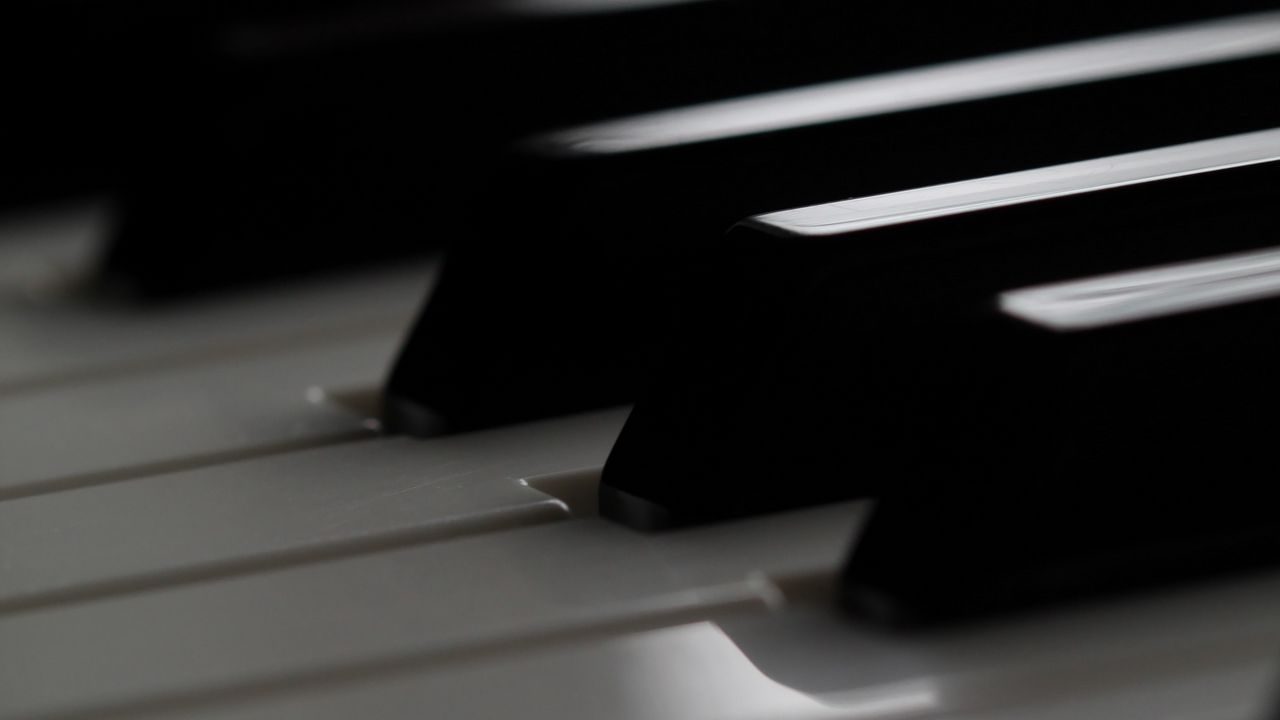 Wallpaper piano, keys, musical instrument, bw, macro