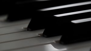 Preview wallpaper piano, keys, musical instrument, bw, macro