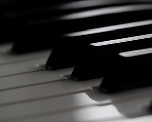 Preview wallpaper piano, keys, musical instrument, bw, macro