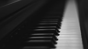Preview wallpaper piano, keys, musical instrument, bw, music