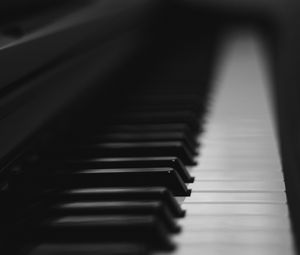 Preview wallpaper piano, keys, musical instrument, bw, music