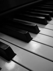 Preview wallpaper piano, keys, musical instrument, macro, bw