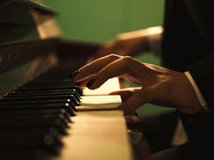 Preview wallpaper piano, keys, musical instrument, hands, music