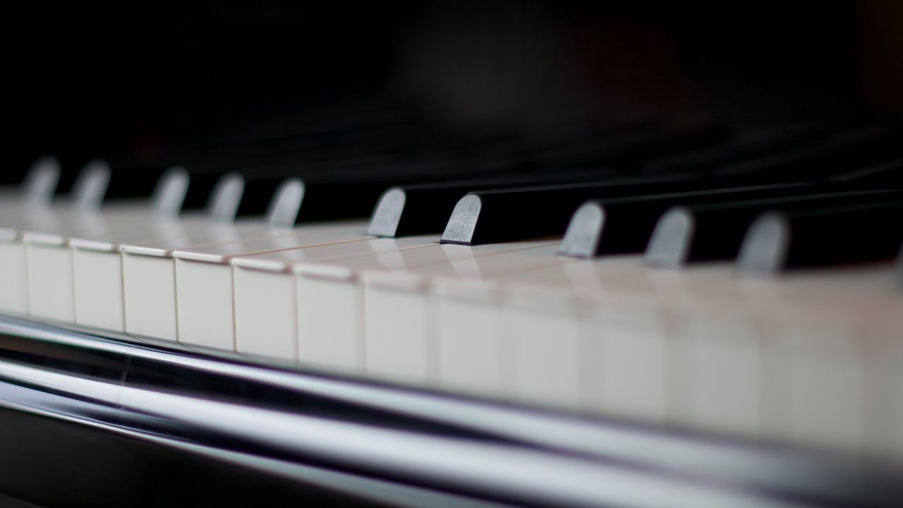 Wallpaper piano, keys, musical instrument, music, black and white