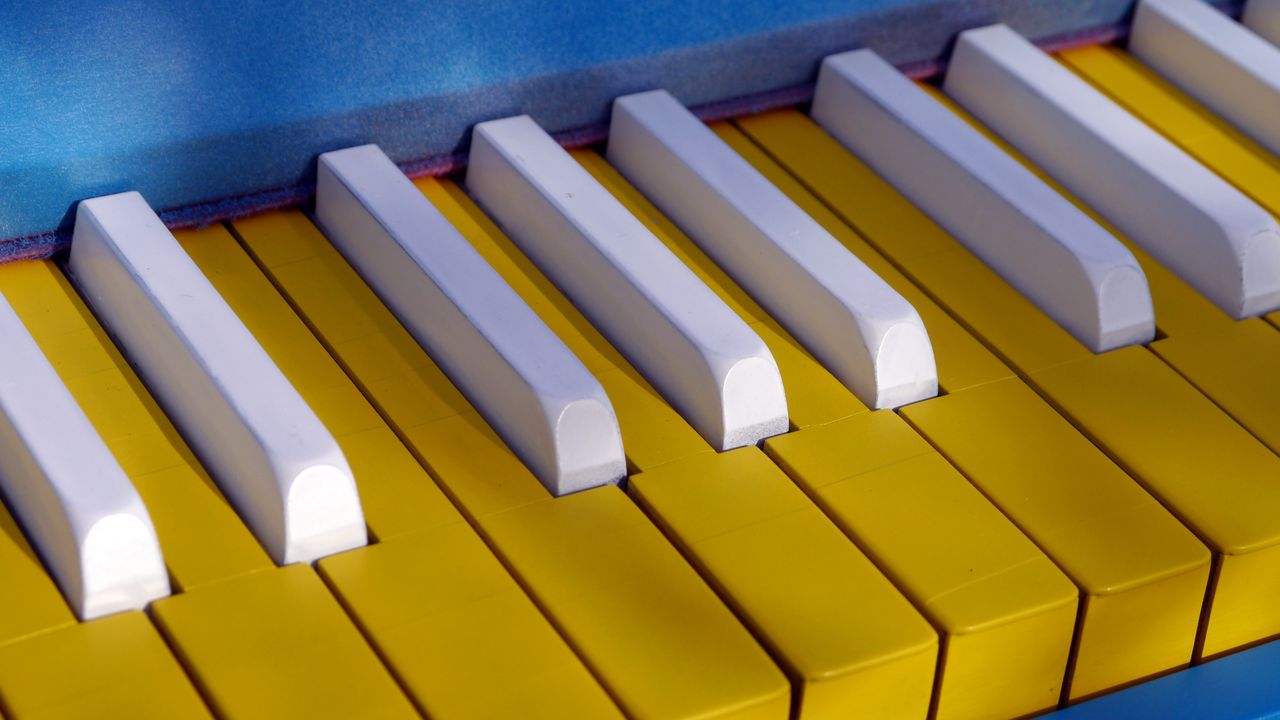 Wallpaper piano, keys, yellow, music