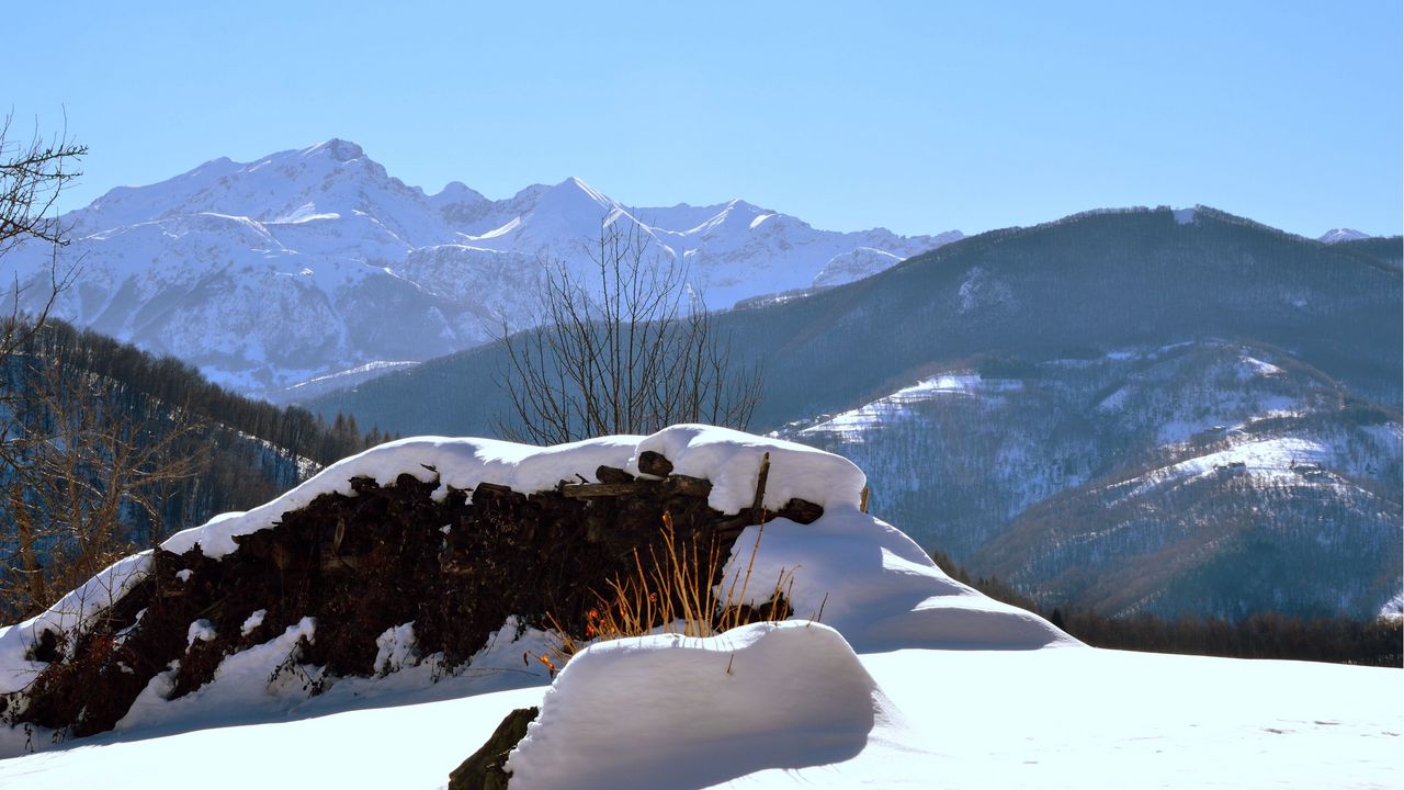Wallpaper piedmont, italy, snow, snowdrifts, winter, look, mountains, clearly