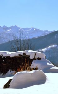 Preview wallpaper piedmont, italy, snow, snowdrifts, winter, look, mountains, clearly
