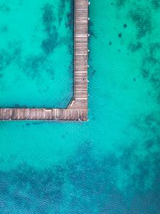 Preview wallpaper pier, aerial view, ocean, water