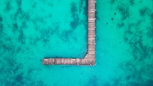Preview wallpaper pier, aerial view, ocean, water