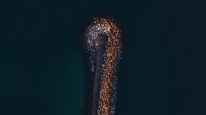 Preview wallpaper pier, aerial view, sea, ocean, stones