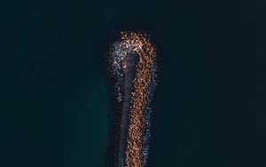 Preview wallpaper pier, aerial view, sea, ocean, stones