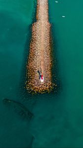Preview wallpaper pier, aerial view, water