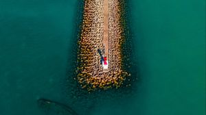 Preview wallpaper pier, aerial view, water