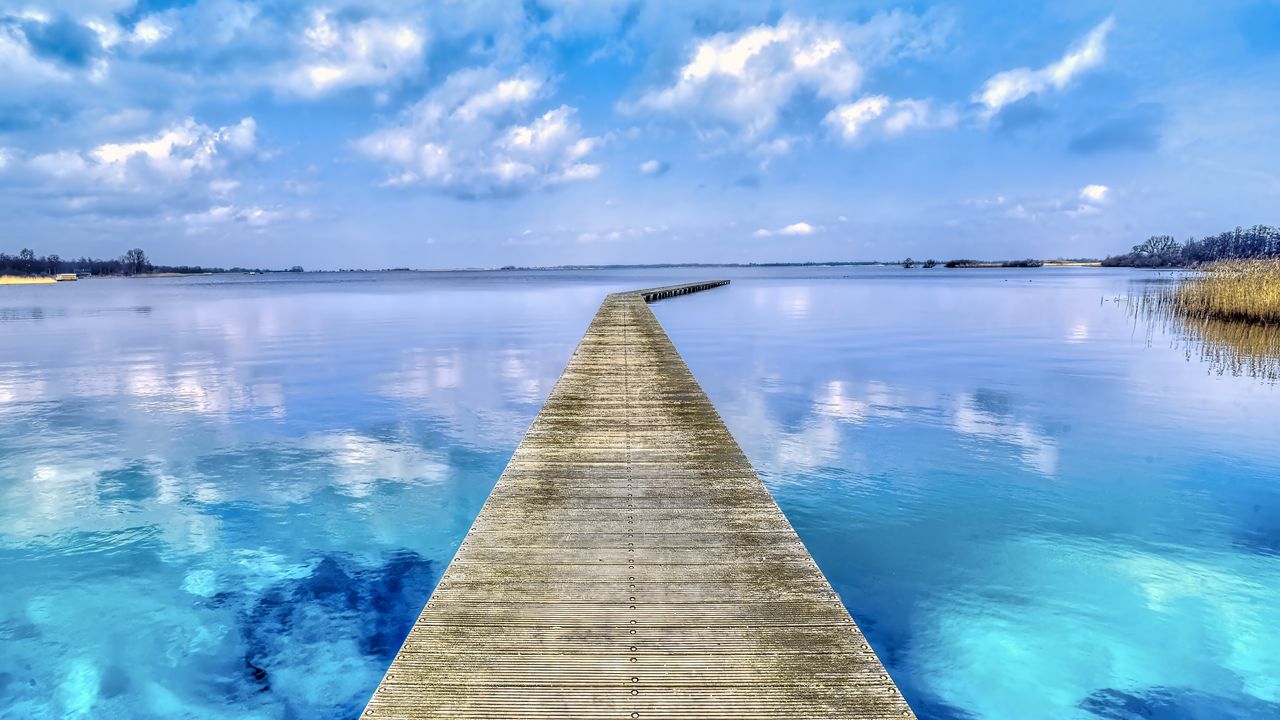 Wallpaper pier, bay, sea, water, blue