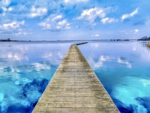 Preview wallpaper pier, bay, sea, water, blue