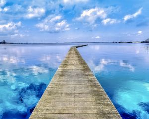 Preview wallpaper pier, bay, sea, water, blue