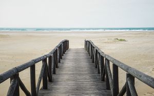 Preview wallpaper pier, beach, sea, coast, sand