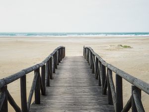 Preview wallpaper pier, beach, sea, coast, sand