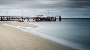 Preview wallpaper pier, beach, sea, nature