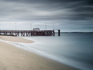 Preview wallpaper pier, beach, sea, nature