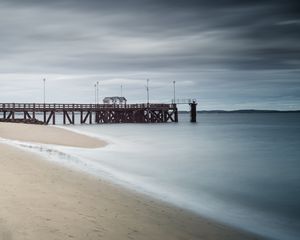 Preview wallpaper pier, beach, sea, nature