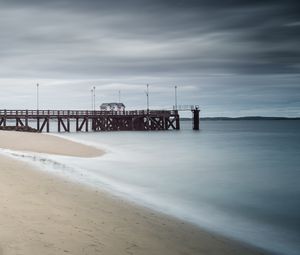 Preview wallpaper pier, beach, sea, nature