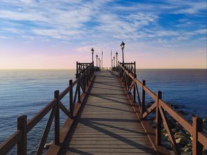 Preview wallpaper pier, boards, sea, sky, view